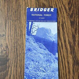 Vintage 1961 Bridger National Forest Wyoming Map US Forest Service Brochure